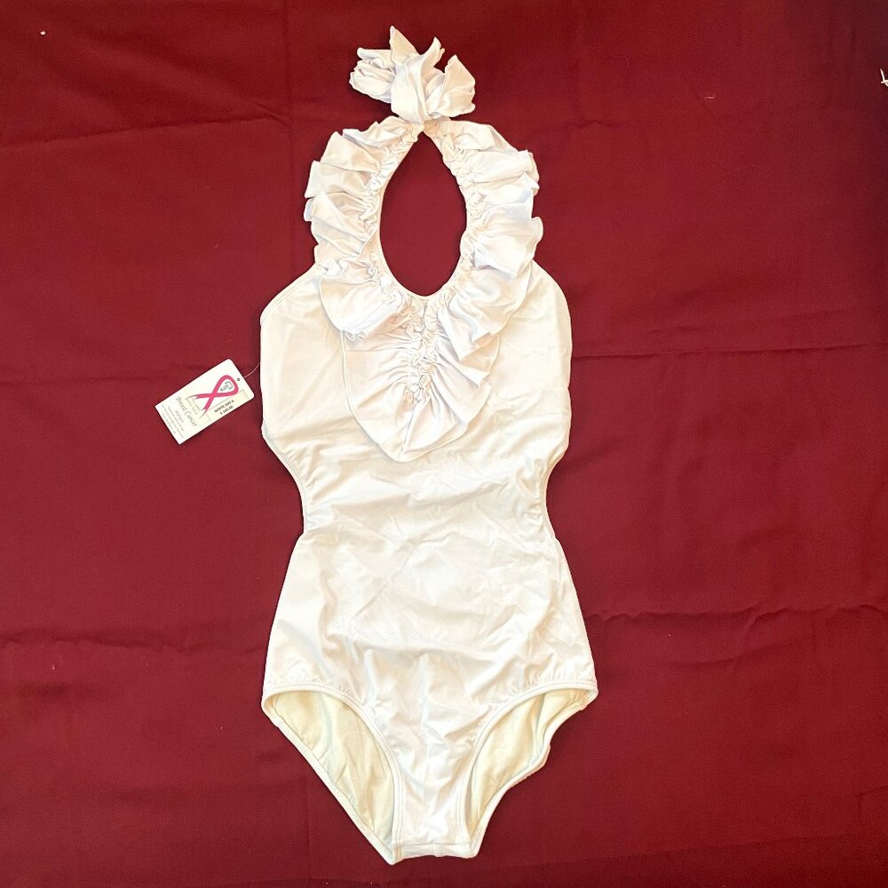 Belafigura White Halter Top and Ruffles Swimwear